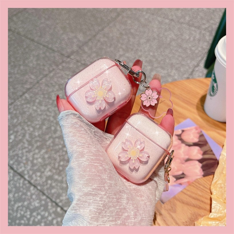 Pink Cherry Flower Airpods Case