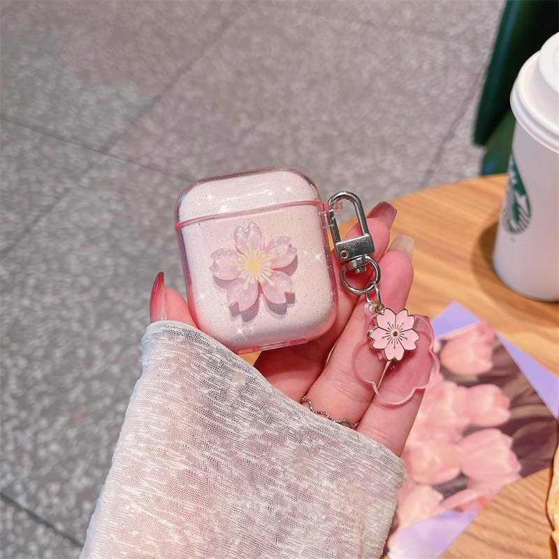 Pink Cherry Flower Airpods Case