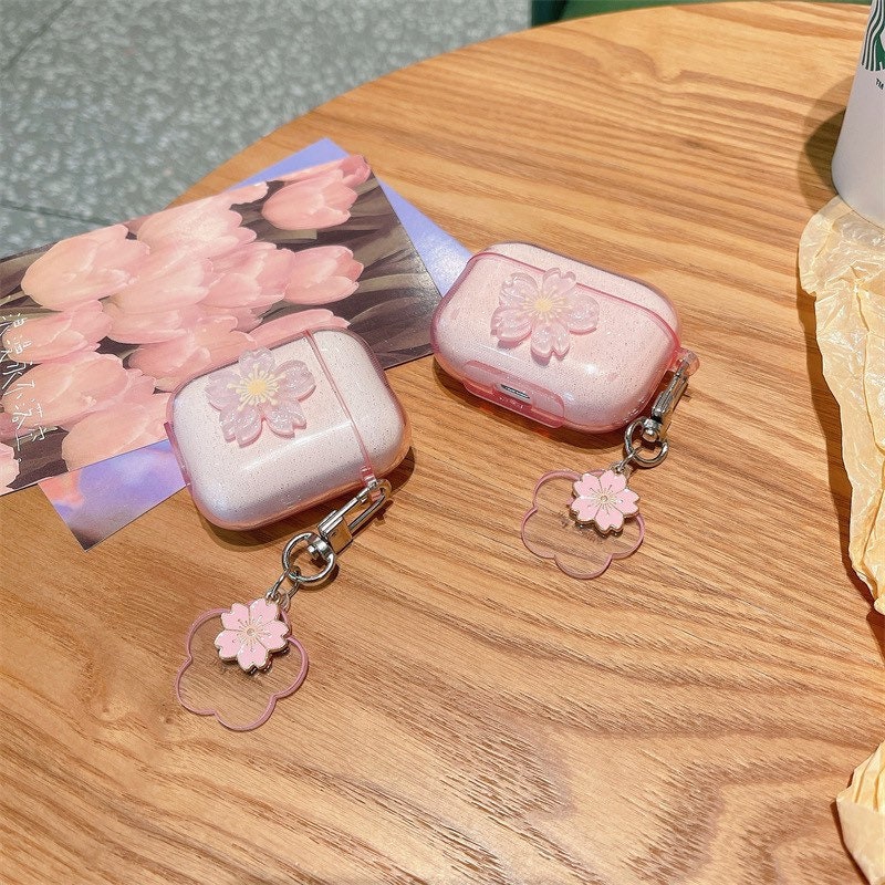 Pink Cherry Flower Airpods Case