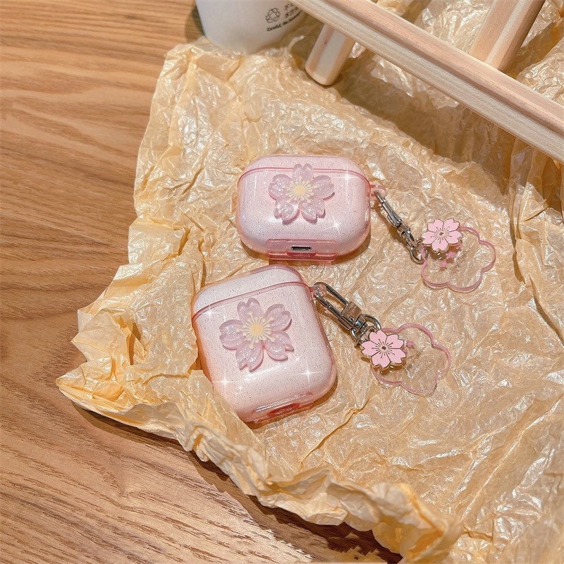 Pink Cherry Flower Airpods Case
