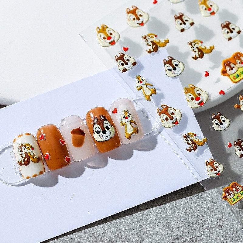 Hello Claws | Lovely Squirrel Embossed Pattern Design Nail Deco Sticker