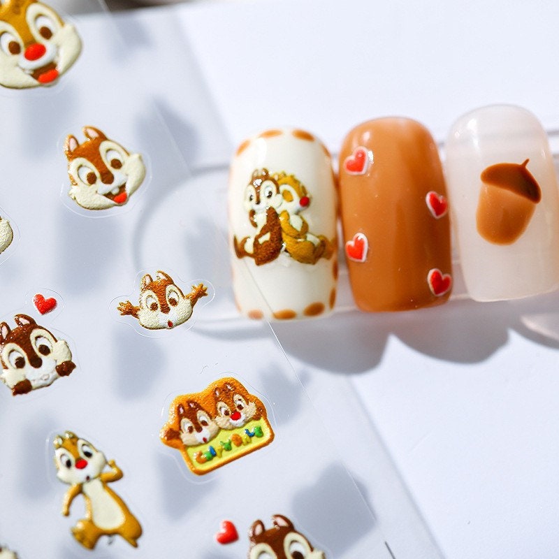 Hello Claws | Lovely Squirrel Embossed Pattern Design Nail Deco Sticker
