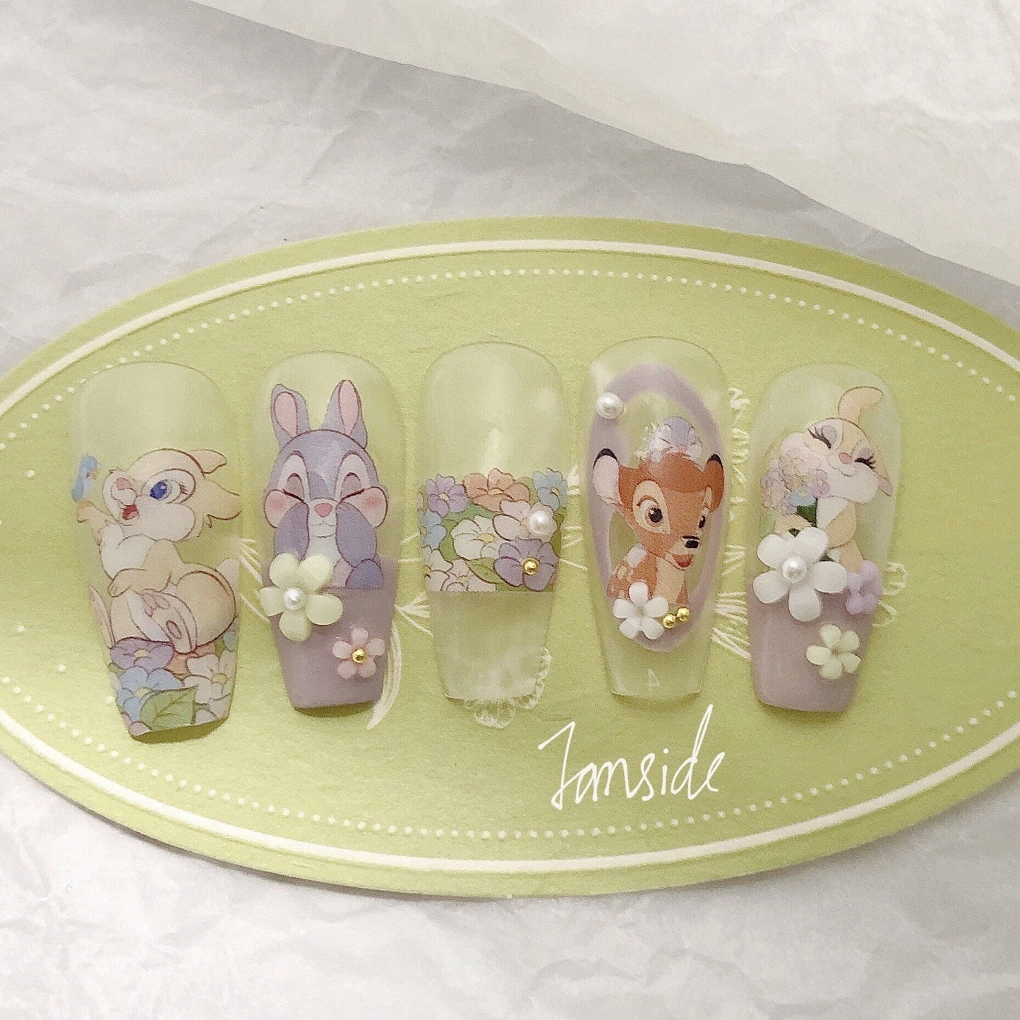 Hello Claws | Flower Bunny Embossed Pattern Design Nail Deco Sticker