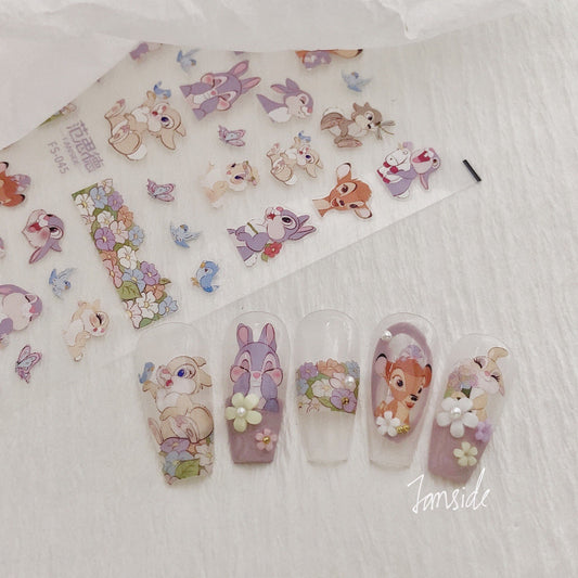 Hello Claws | Flower Bunny Embossed Pattern Design Nail Deco Sticker