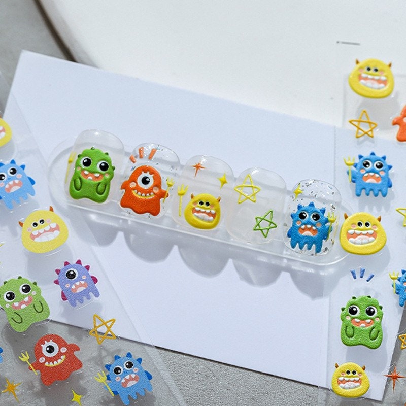 Hello Claws | Little Monster Embossed Pattern Design Nail Deco Sticker