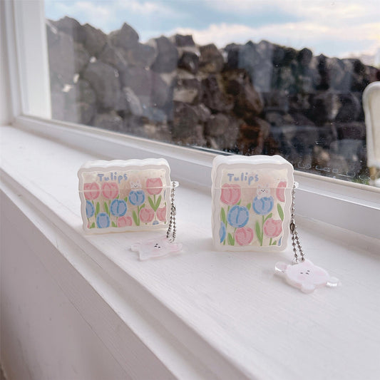 Pink Blue Tulip Rabbit Airpods Case