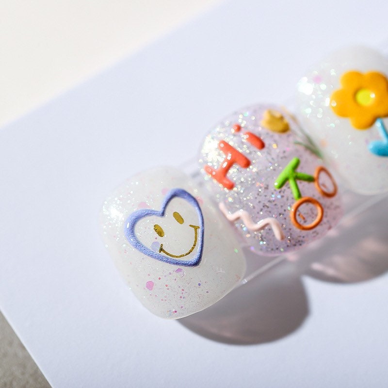 Hello Claws | Flower Bear Embossed Pattern Design Nail Deco Sticker