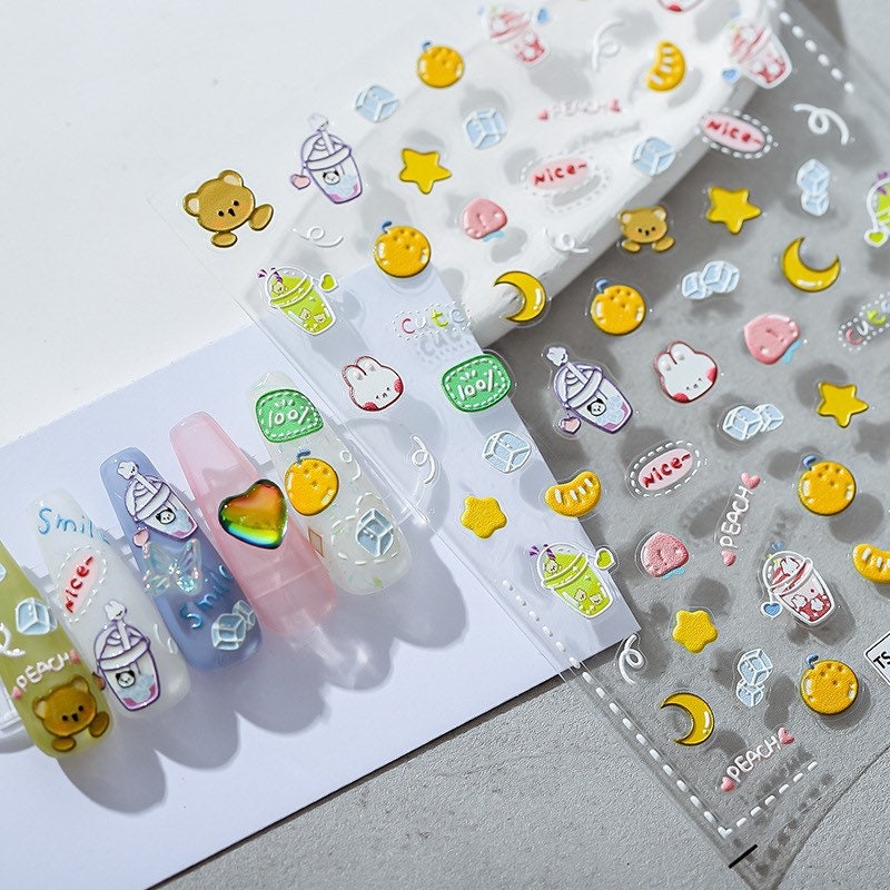 Hello Claws | Milk Tea Bunny and Bear Nail Deco Sticker