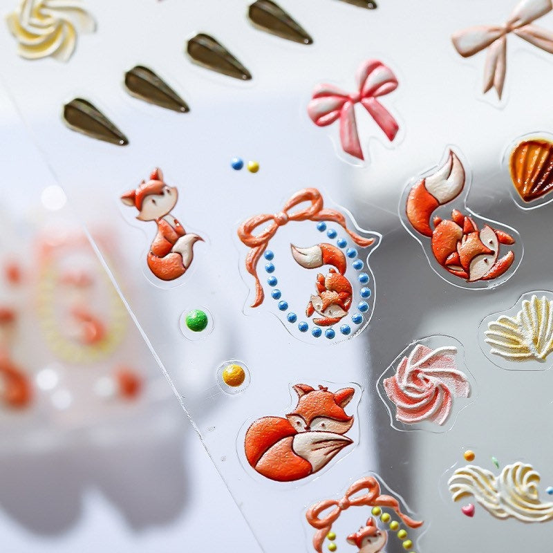 Hello Claws | Fox Oak Embossed Pattern Design Nail Deco Sticker