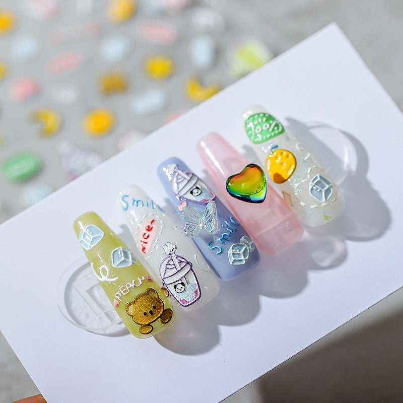 Hello Claws | Milk Tea Bunny and Bear Nail Deco Sticker