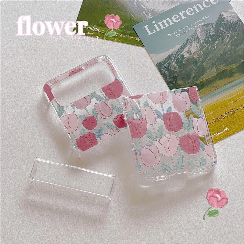 Pink Tulip Samsung Galaxy Z Flip Phone Case