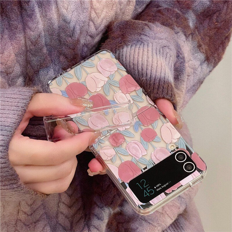 Pink Tulip Samsung Galaxy Z Flip Phone Case