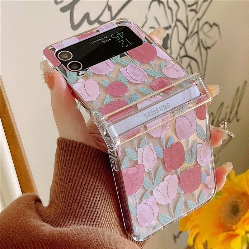 Pink Tulip Samsung Galaxy Z Flip Phone Case