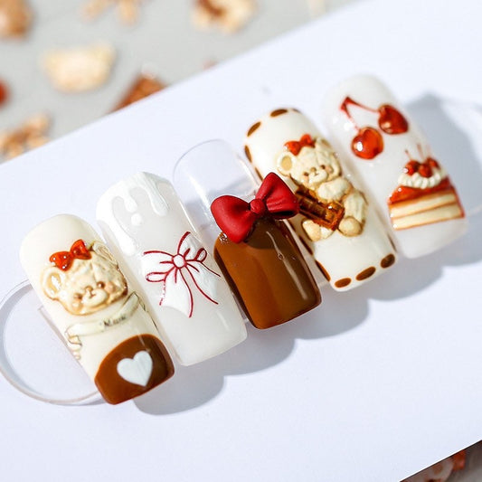 Hello Claws | Teddy Bear 3D Embossed Korean Nail Deco Sticker