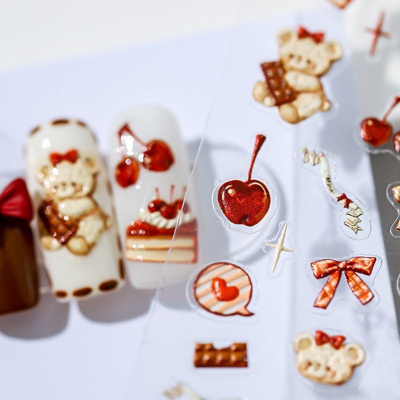 Hello Claws | Teddy Bear 3D Embossed Korean Nail Deco Sticker