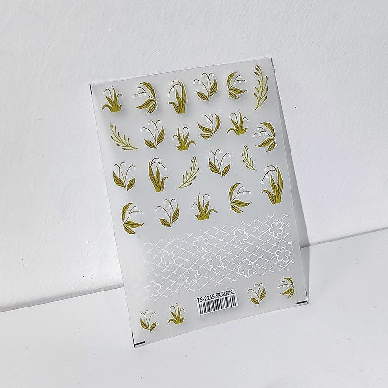 Hello Claws | Lily of the Valley Embossed Pattern Design Nail Deco Sticker