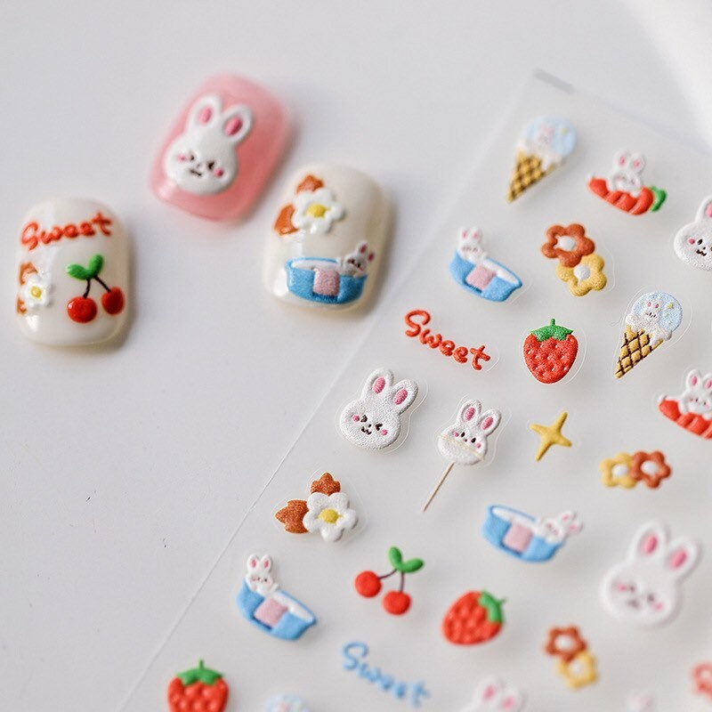 Hello Claws | Nail Deco Pink Strawberry Cherry Bunny Sticker