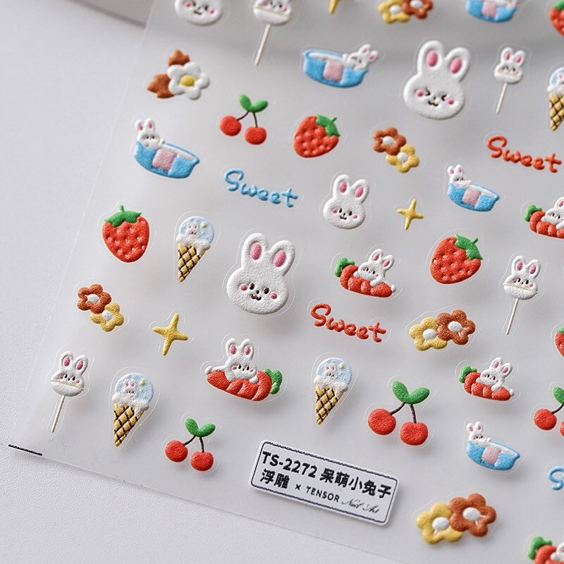 Hello Claws | Nail Deco Pink Strawberry Cherry Bunny Sticker