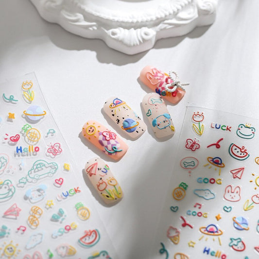 Hello Claws | Lovely Drawing Embossed Pattern Design Nail Deco Sticker
