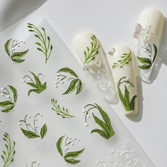 Hello Claws | Lily of the Valley Embossed Pattern Design Nail Deco Sticker