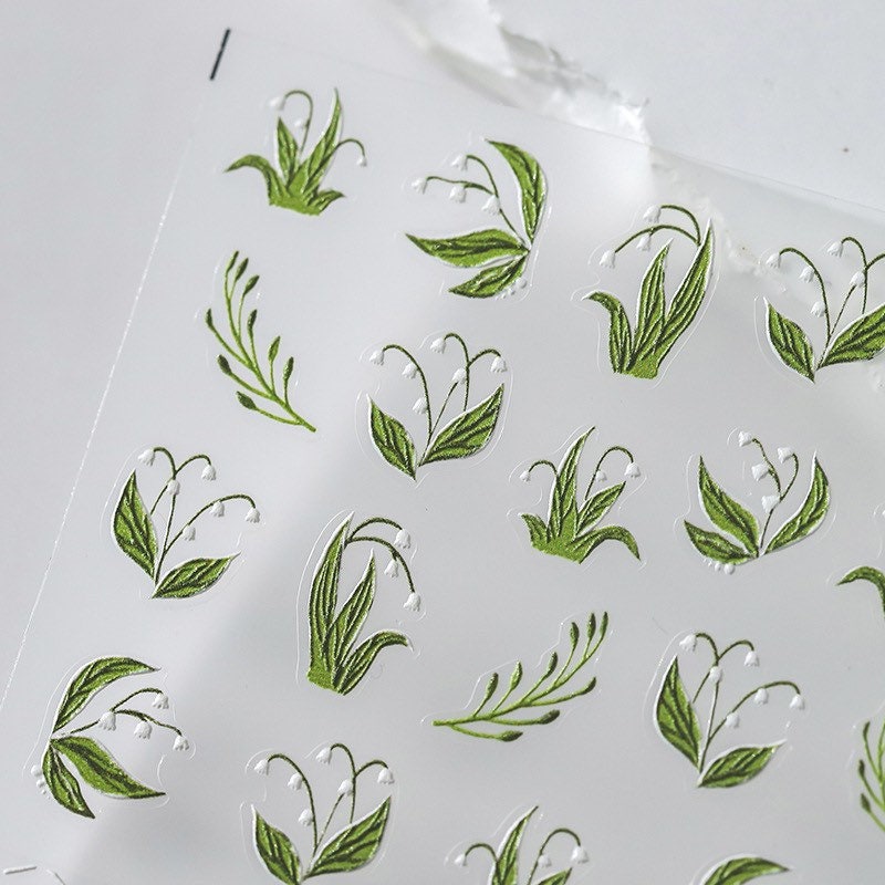 Hello Claws | Lily of the Valley Embossed Pattern Design Nail Deco Sticker