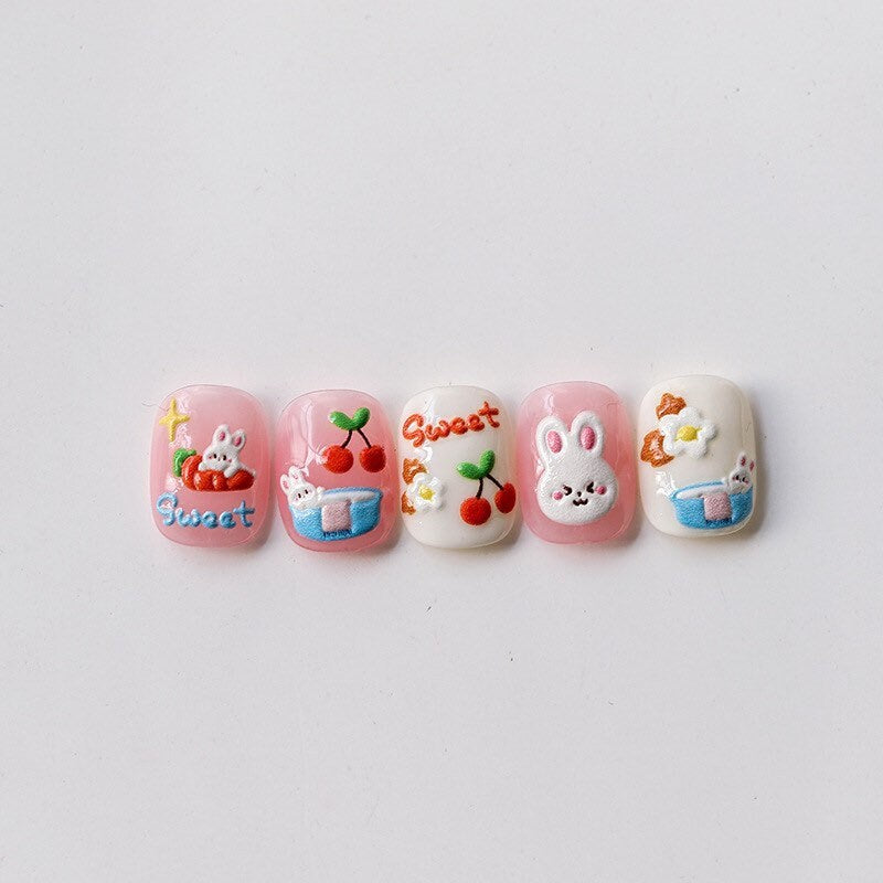 Hello Claws | Nail Deco Pink Strawberry Cherry Bunny Sticker