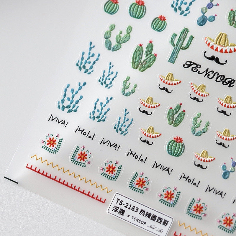 Hello Claws | Succulent Plants Embossed Pattern Design Nail Deco Sticker