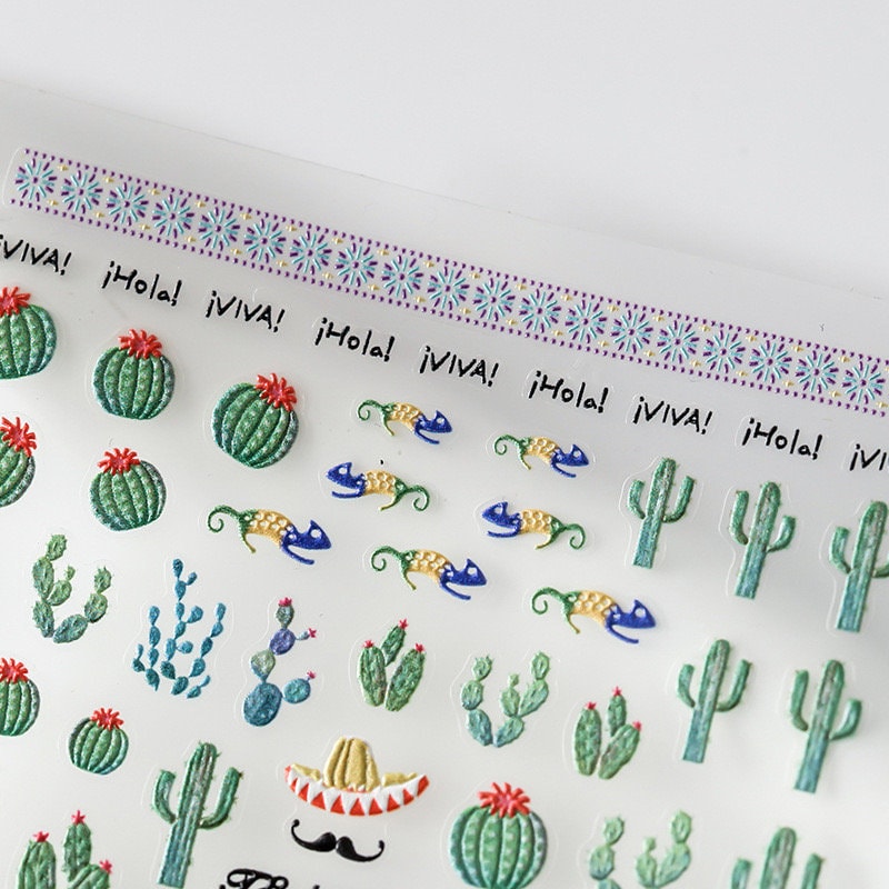 Hello Claws | Succulent Plants Embossed Pattern Design Nail Deco Sticker