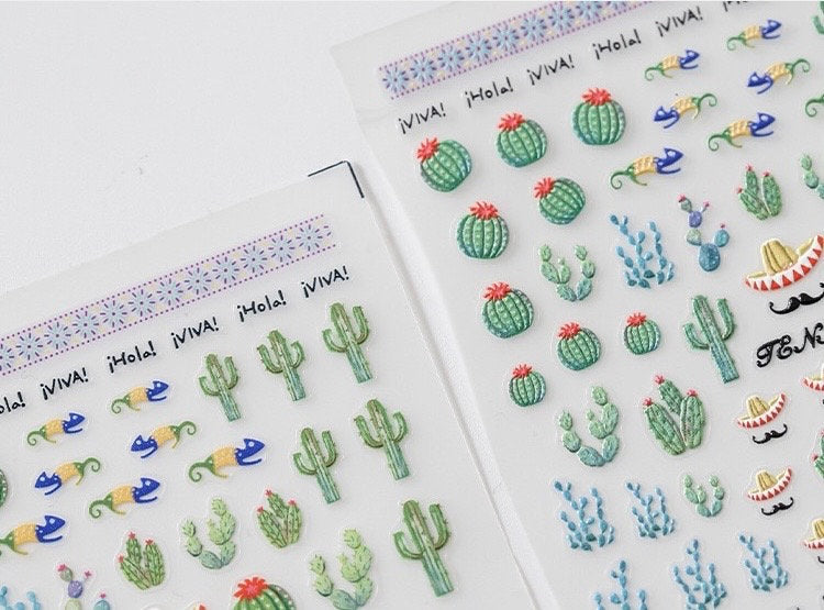 Hello Claws | Succulent Plants Embossed Pattern Design Nail Deco Sticker