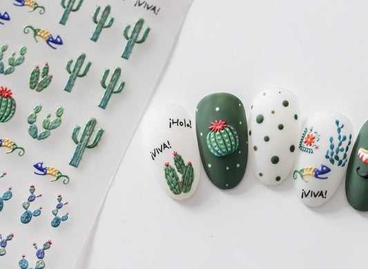 Hello Claws | Succulent Plants Embossed Pattern Design Nail Deco Sticker