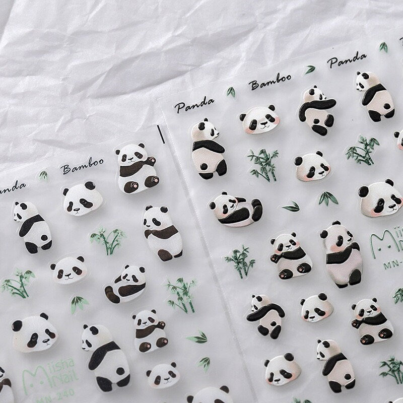Hello Claws | Bamboo Panda 5D Embossed Pattern Design Nail Deco Sticker