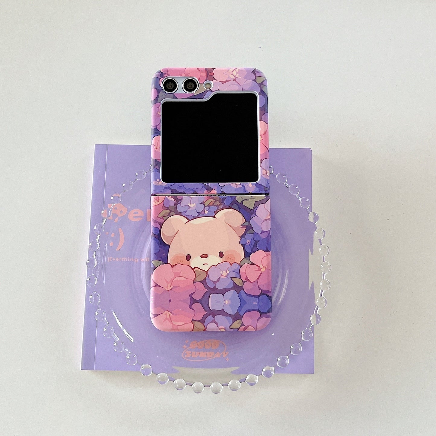 Floral Teddy Bear Z Flip Case