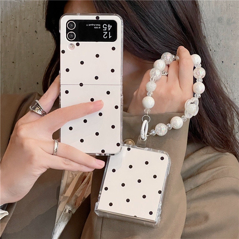 Cream White Dot Z Flip Case