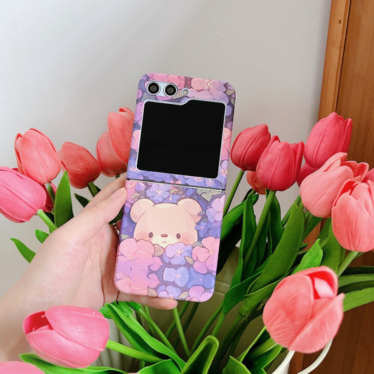 Floral Teddy Bear Z Flip Case