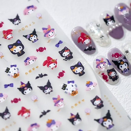 Cute Cartoon Embossed Pattern Design Nail Deco Sticker