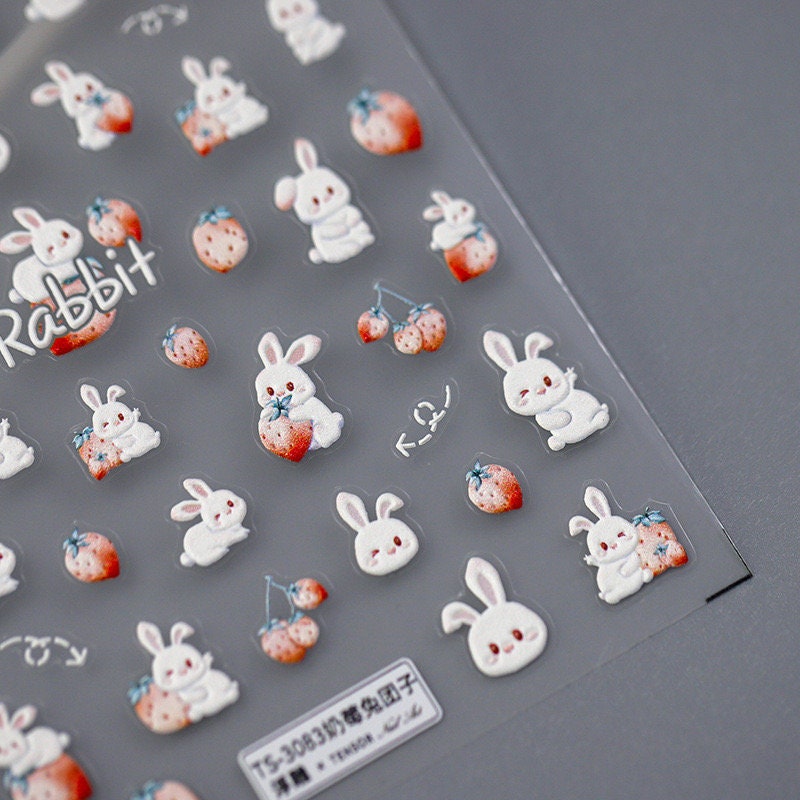 Hello Claws | Strawberry and Bunny Nail Deco Sticker
