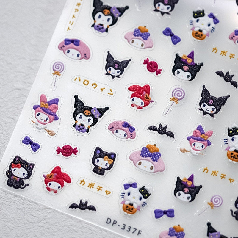 Cute Cartoon Embossed Pattern Design Nail Deco Sticker