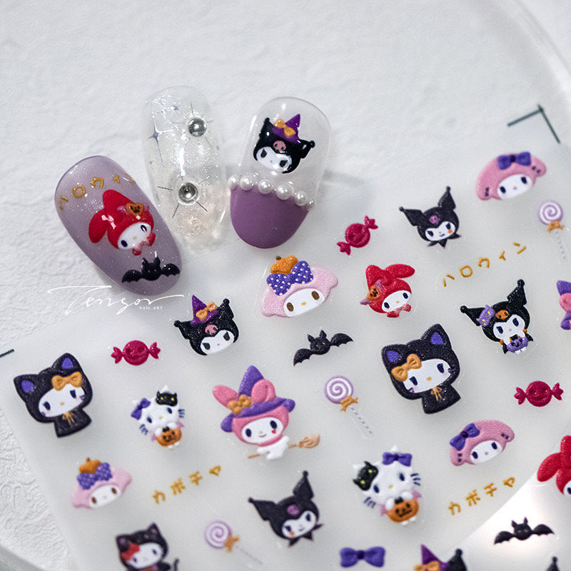 Cute Cartoon Embossed Pattern Design Nail Deco Sticker