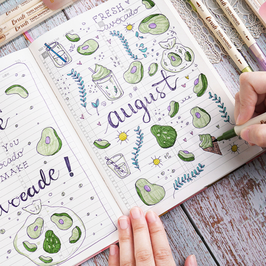 Brush Twin Marker Pen Set | Double-Side Pen set