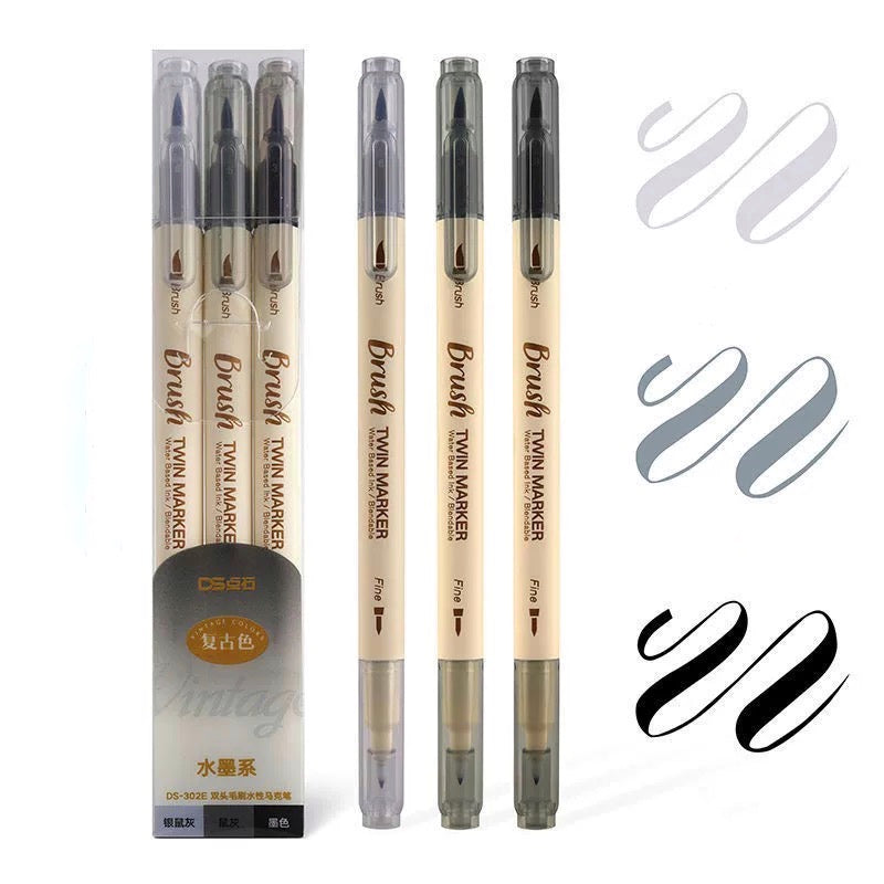 Brush Twin Marker Pen Set | Double-Side Pen set