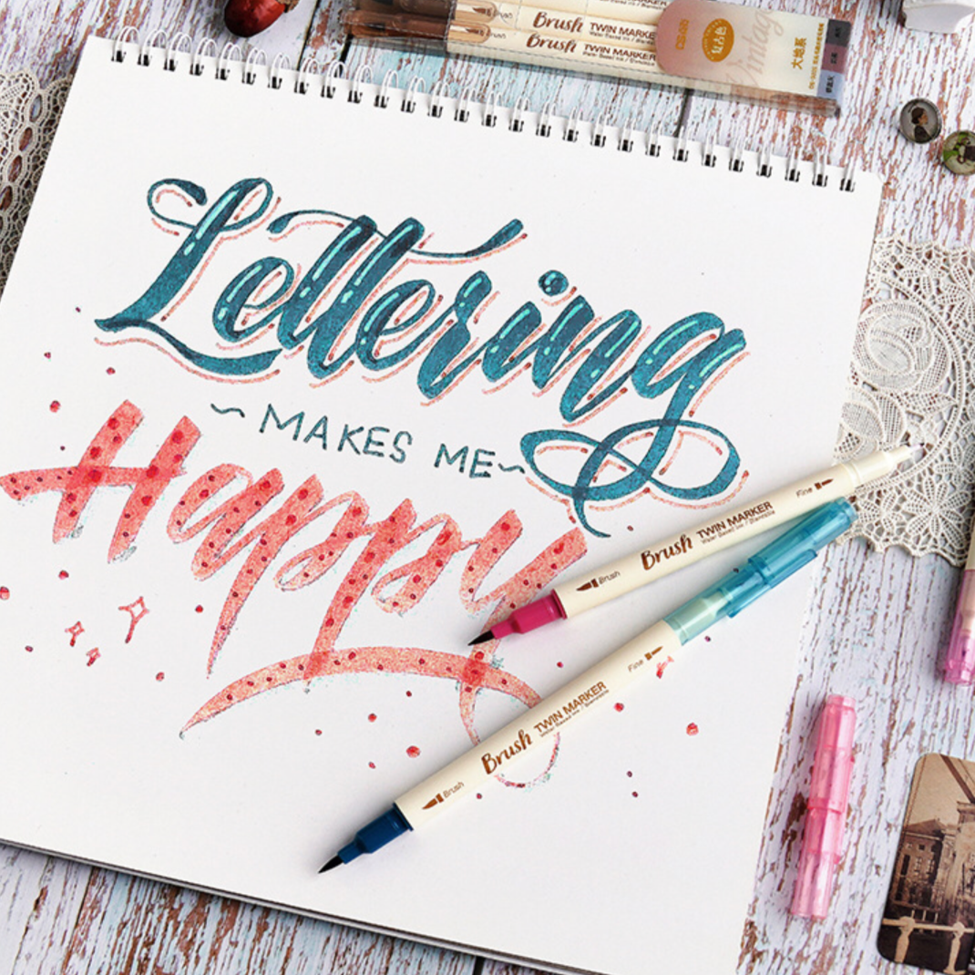 Brush Twin Marker Pen Set | Double-Side Pen set