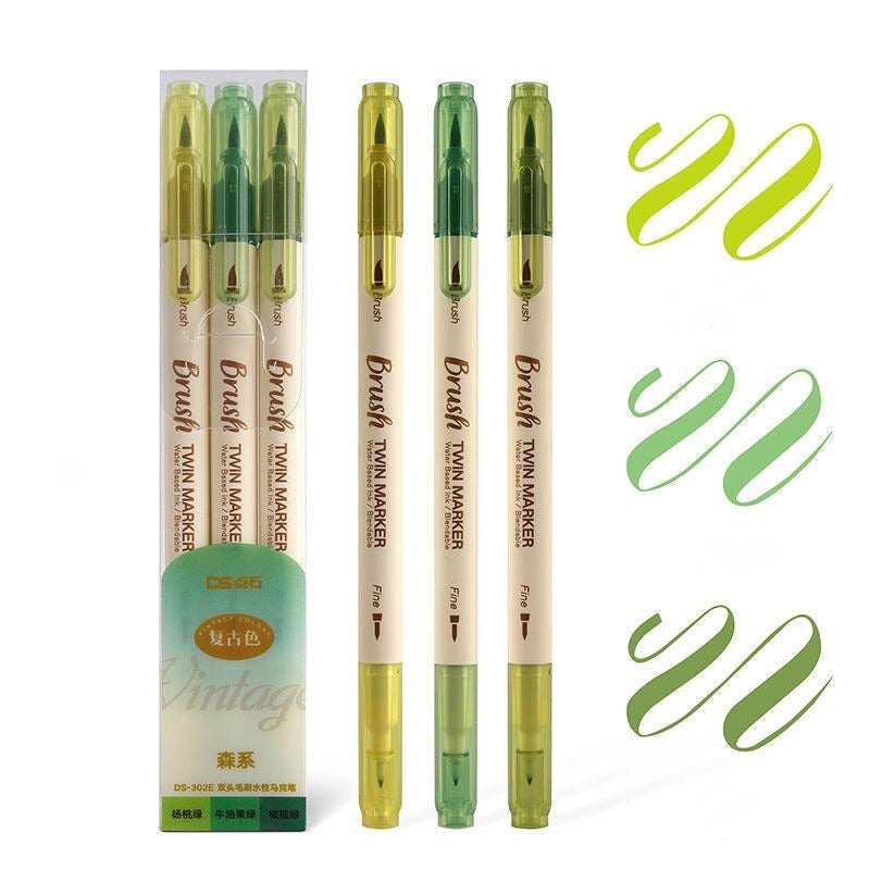 Brush Twin Marker Pen Set | Double-Side Pen set
