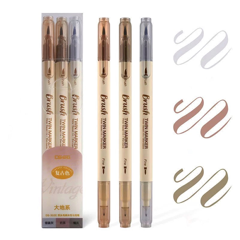 Brush Twin Marker Pen Set | Double-Side Pen set
