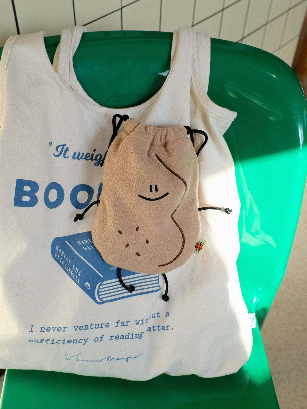 Fickle Plan |  Peanut Smooth Microfleece Plush Pouch & Drawstring Bag 