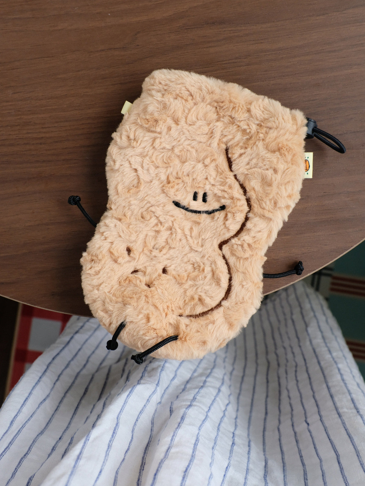 Fickle Plan |  Peanut Curly Fleece Plush Pouch & Drawstring Bag 