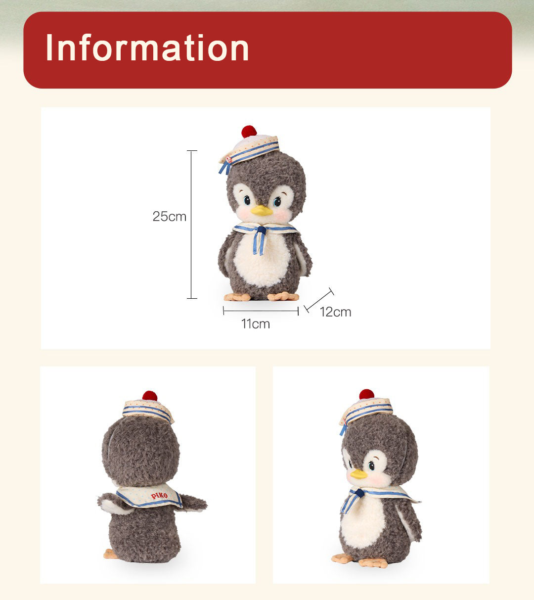 Bobo Nuts | Cream Bobo Piko Penguin Plush Toy 