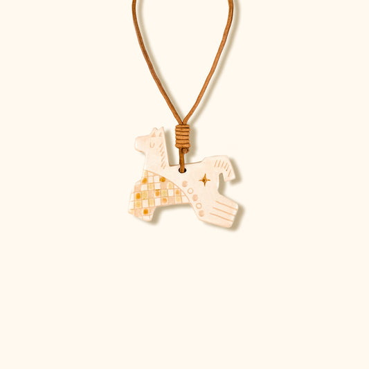 Her Market | Celestial Dreamer Star & Gold-Tone Pattern Symbolic Ceramic Horse Charm