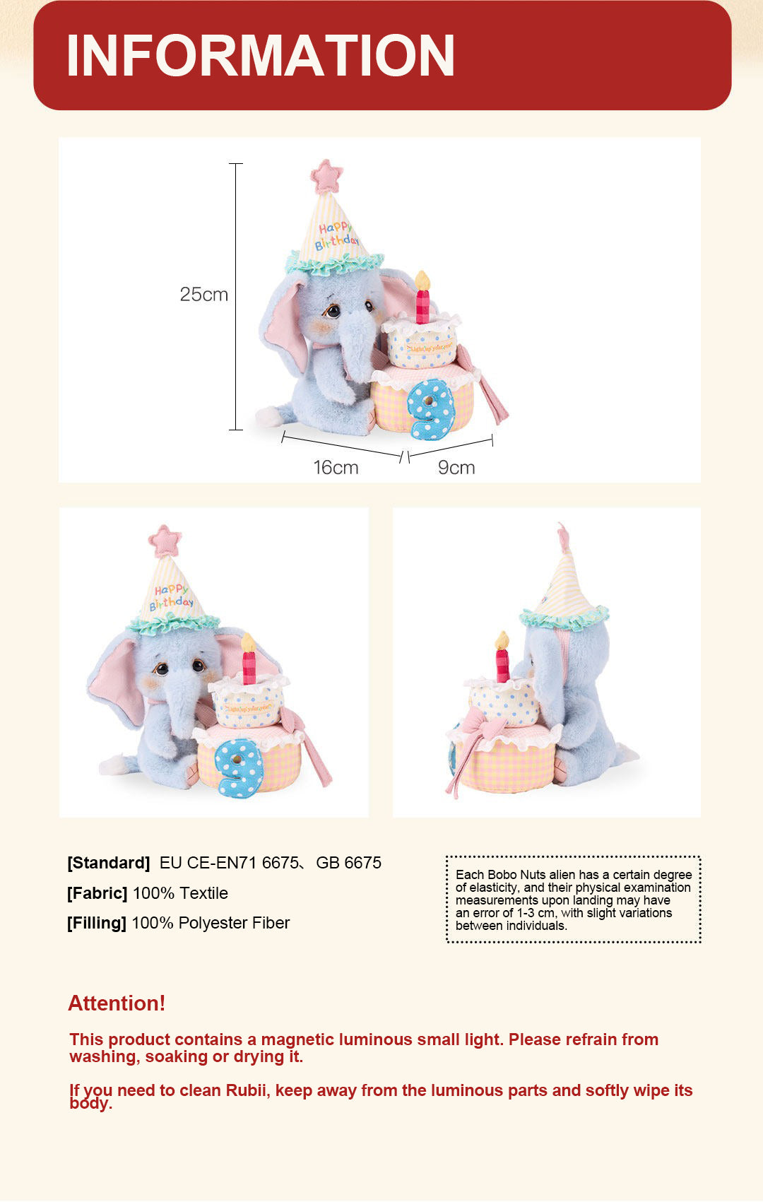 Bobo Nuts | Rubii Elephant Birthday Party Plush Toy 