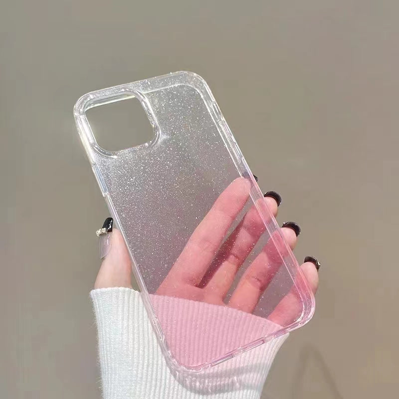Pink Gradient Glitter Silicone iPhone Case