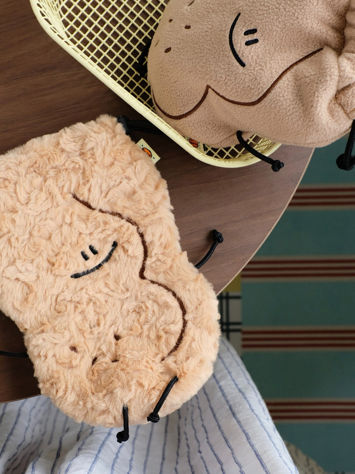 Fickle Plan |  Peanut Curly Fleece Plush Pouch & Drawstring Bag 